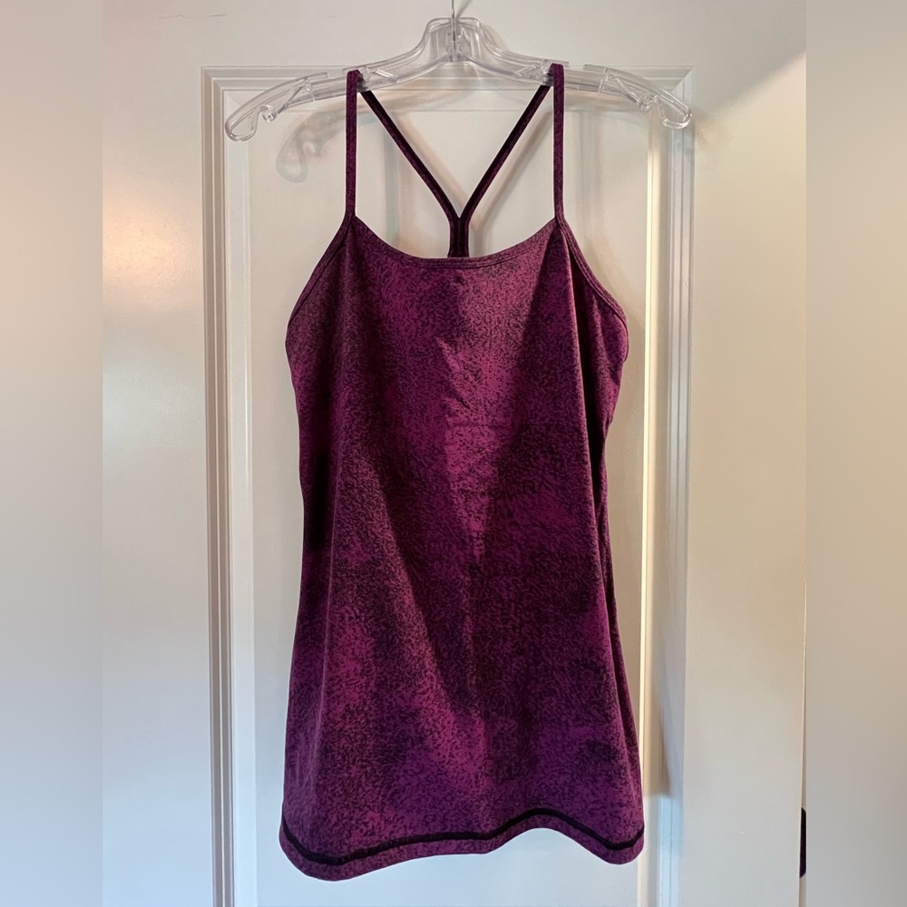 Lululemon Power-Y tank, size 10, fuchsia/black.
